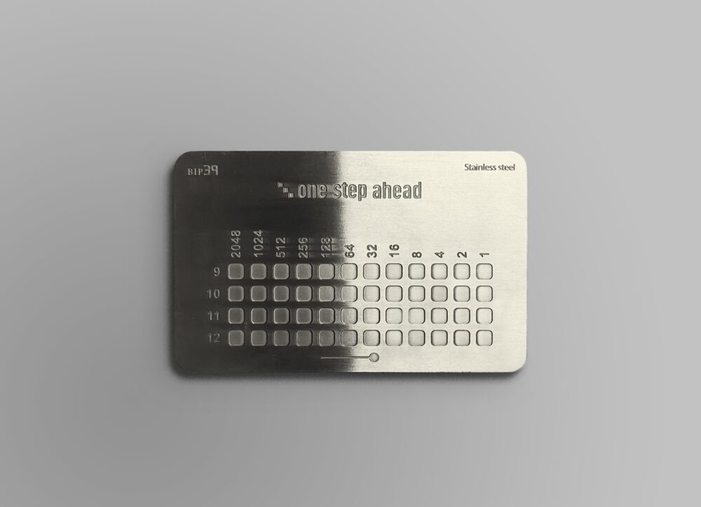 One Step Ahead single metal plate with codes ranging from 9 to 12