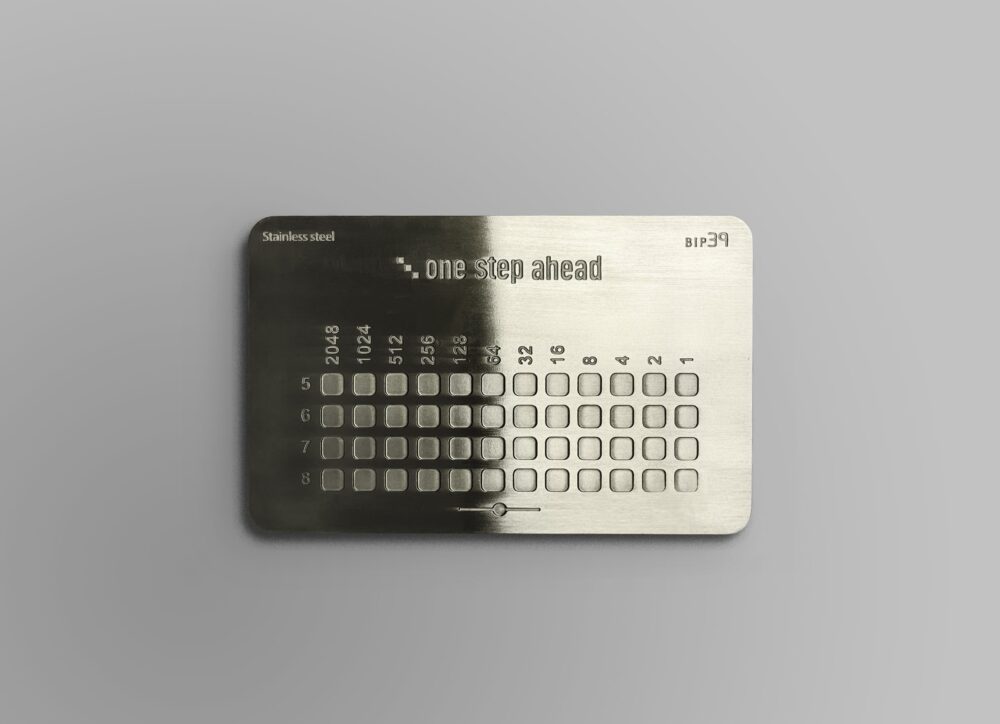 One Step Ahead single metal plate with codes ranging from 5 to 8