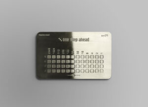 One Step Ahead single metal plate with codes ranging from 5 to 8